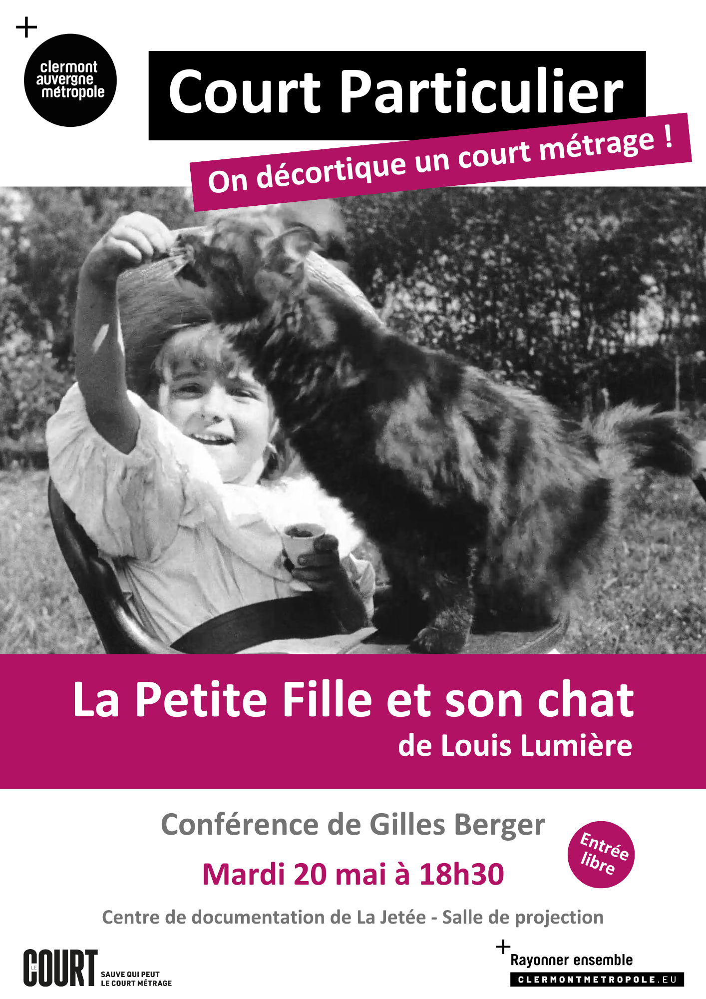 0520 COURT PARTICULIER La petite fille et son chat Louis Lumiere AFFICHE